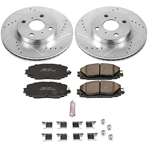 Power Stop K8269 Z23 Carbon Fiber Brake Pads with Drilled & Slotted Brake Rotors Kit