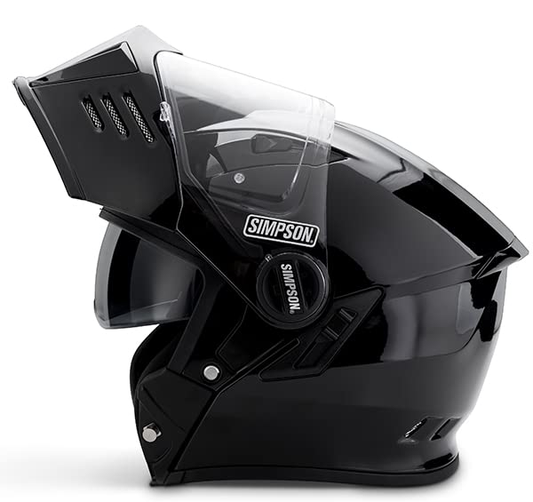 Mod Bandit Simpson Motorcycle Helmet - Gloss Black - Medium | Modular Full-Face Helmet Clear Visor Shield DOT ECE Certified for Street, Cruiser & Touring Riders (M59M2)