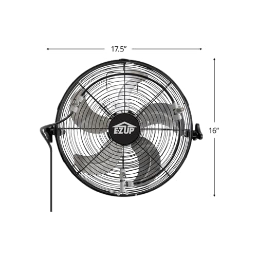 E-Z UP 14" Portable Misting Fan, Lowers Temperatures by 30° in Spaces Up to 150 Sq Ft, 180° Swivel Mechanism, Perfect for Outdoors. Mounts on compatible Canopy/Shelter (CANOPY/SHELTER NOT INCLUDED)