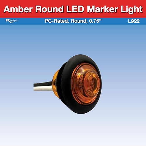 Amber RV Designer L922 Round PC-Rated LED Marker Light, DOT‑Compliant