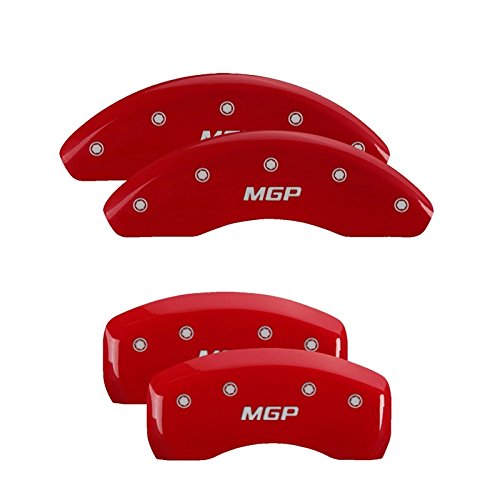 MGP Caliper Covers Oval Logo 10239SFRDRD and Red Caliper Covers - Engraved Front and Rear