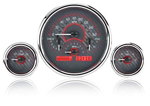 Carbon Fiber Face Triple Round VHX System - Red Display