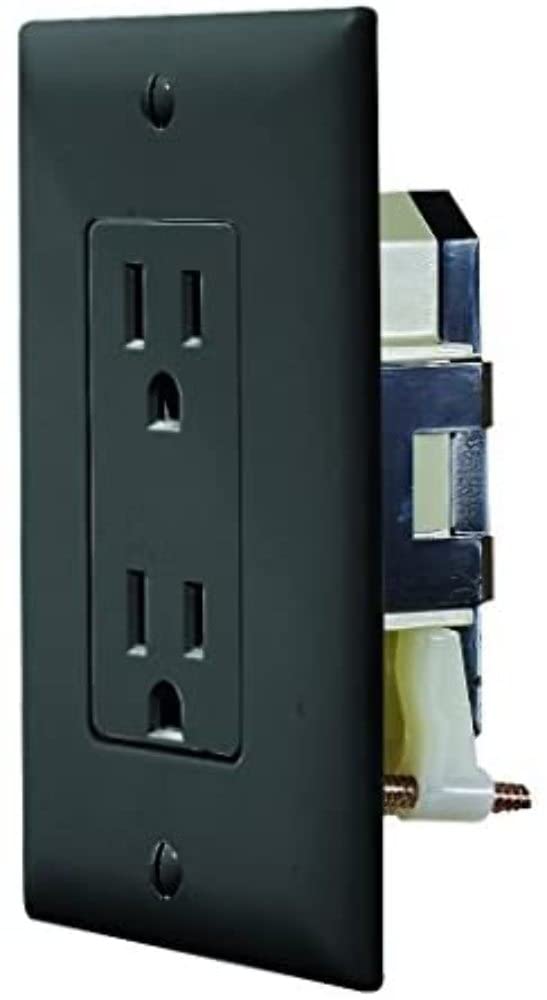 AC Self-Contained RV Designer Dual Outlet with Cover Plate S817 - 15 Amp 125 VAC Power Outlet Receptacle for RVs & Motorhomes - White - Safe & Simple Design - Dual Slots - OEM Use