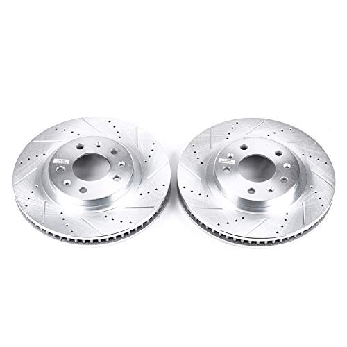 Power Stop AR82102XPR Evolution Front Drilled & Slotted Rotor Pair For Cadillac CTS 2003-2007 [Model Specific]