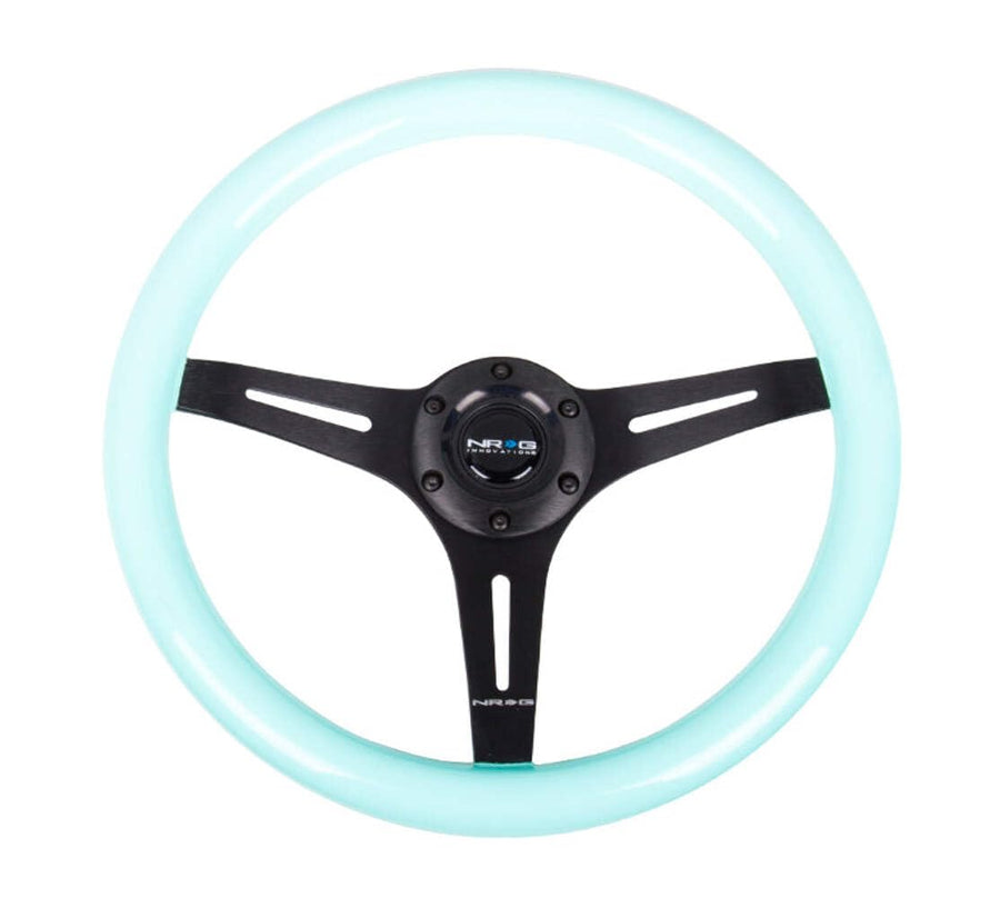 NRG Innovations Classic Wood Grain NRG-ST-015BK-MF Steering Wheel, 350mm 25mm Depp, 3 Black Spokes-Minty Fresh Color, Mahogany