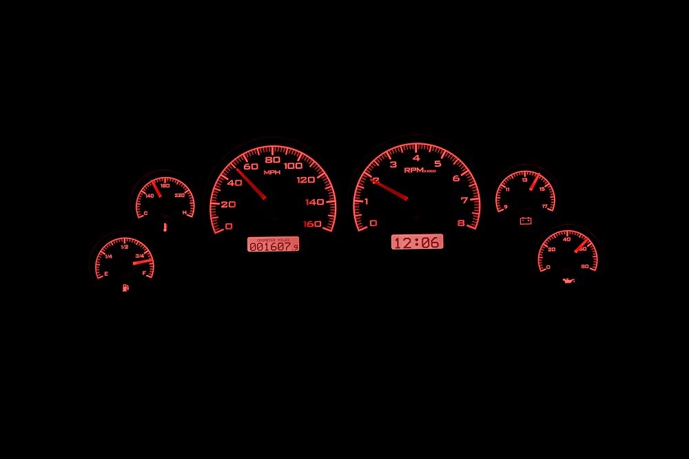 Dakota Digital VHX-94F-MUS-K-R Analog Dash Gauge System Compatible with 1994-2004 Ford Mustang Black Alloy Style Red Backlighting