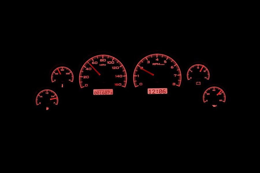 Dakota Digital VHX-94F-MUS-K-R Analog Dash Gauge System Compatible with 1994-2004 Ford Mustang Black Alloy Style Red Backlighting