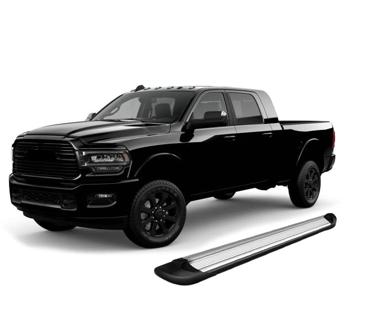 Transporter Running Boards Black Horse Silver Compatible with 10 Dodge Ram 2500/3500|2011-2024 Ram 3500 Mega Cab(Excl. Chassis Cab Diesel Models)-TR-R191S