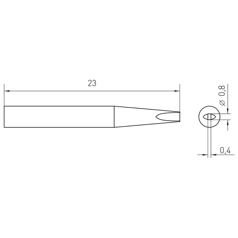 Weller RT 9 T0054460999N SOLDERING TIP CHISEL.8X0,4MM, Black