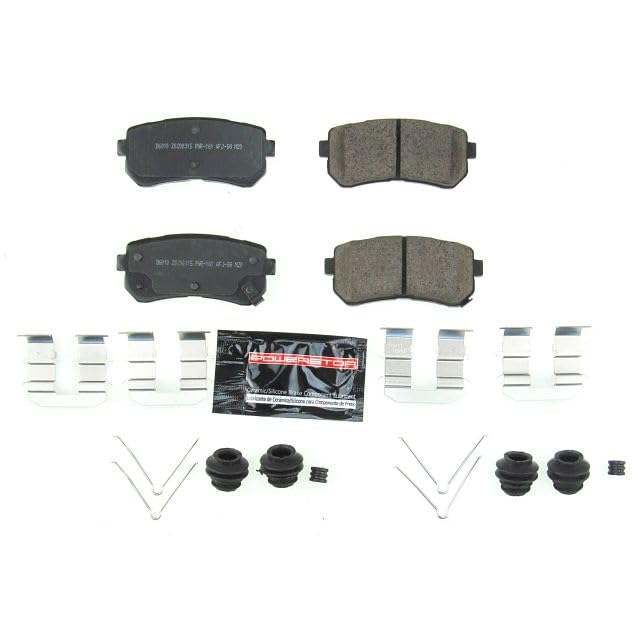 Power Stop Z23-6010 Z23 Evolution Sport Rear Carbon Fiber Infused Ceramic Brake Pads with Hardware For Hyundai Kona 2018-2022, Kia Seltos 2021-2022 [Model Specific]