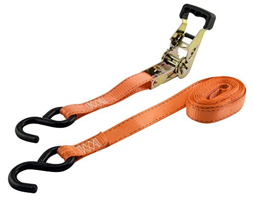 1" x 15' Rubber Handle Ratcheting Tie-Down Strap, Erickson 31416 (Pack of 4) Pro Series
