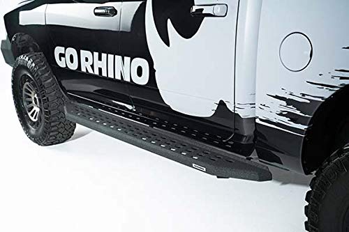 RB20 Running Boards & Brackets Go Rhino | Galvanized Steel, Textured Black | 69415587PC | Fits 2015-2024 Ford F-150 Super Crew Cab & Others (See Description)