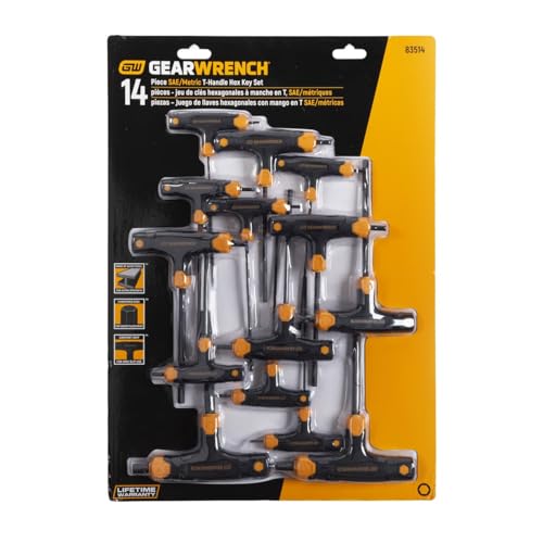 14 Piece GEARWRENCH SAE/Metric T-Handle Hex Key Set - 83514