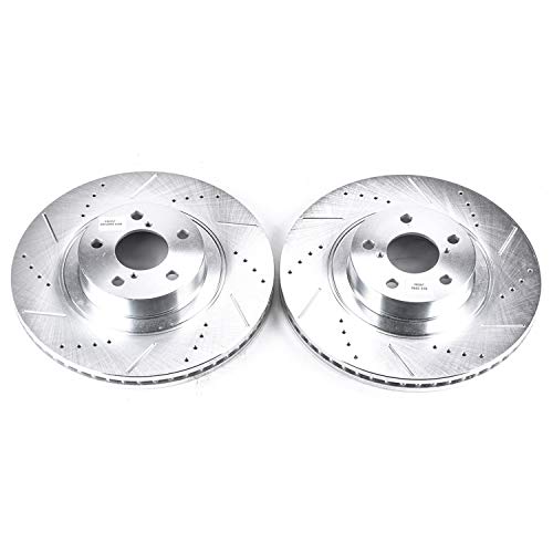 Power Stop Front JBR957XPR Drilled & Slotted Rotor Pair For Saab 9-2X, Subaru Baja, Subaru Forester, Subaru Impreza, Subaru Legacy, Subaru Outback [Model Specific]