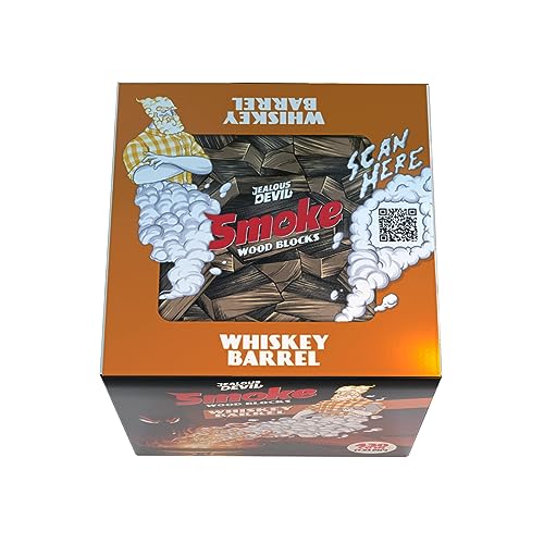 Premium Smoke 430 cu. in. Whiskey Barrel Wood Blocks, 100% Natural Wood Chunks - Ideal for Smokers, BBQ, and Grilling