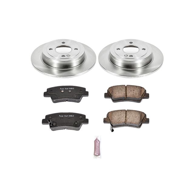 Power Stop KOE6507 Rear Replacement Brake Kit-OE Brake Rotors & Ceramic Brake Pads For Hyundai Accent 2012-2022, Kia Rio 2012-2018 [Model Specific]