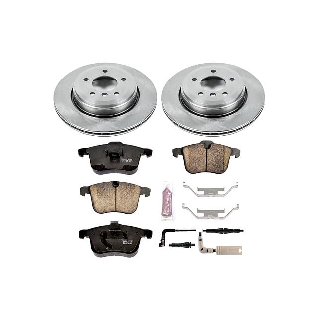 Power Stop KOE5361 Rear Replacement Brake Kit-OE Brake Rotors & Ceramic Brake Pads and 1 Sensor Wire Rear
