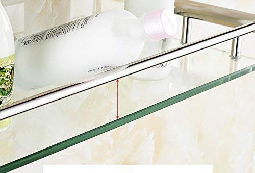 Bathroom Shelves BTBT 304 Stainless Steel Bathroom Glass Frame Wallmounted Bathroom Shelf (Size : 2 layer)