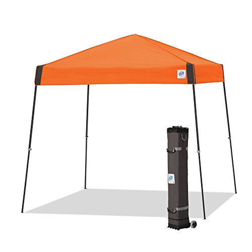 E-Z UP Instant Shelter Vista Canopy, 12' x 12', Gray Powder-Coated Steel Frame with Wide-Trax Roller Bag & 4 Piece Spike Set, Orange