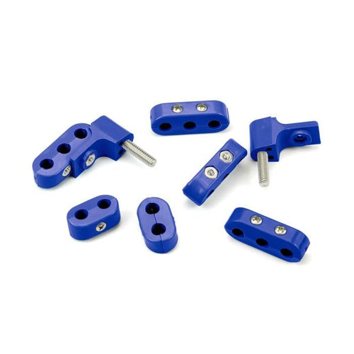 V6 Smoothie Wire Separator KIT for 7-8mm Plug Wires, 2 Brackets, 2 2-Place, and 4 3-Place Wire SEPARATORS, Blue