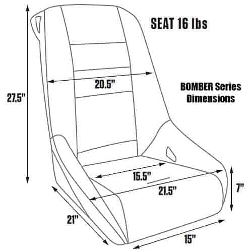 Black Vinyl Racing Bomber Fixed Back Common Seat ProCar by Scat 80-1630-51