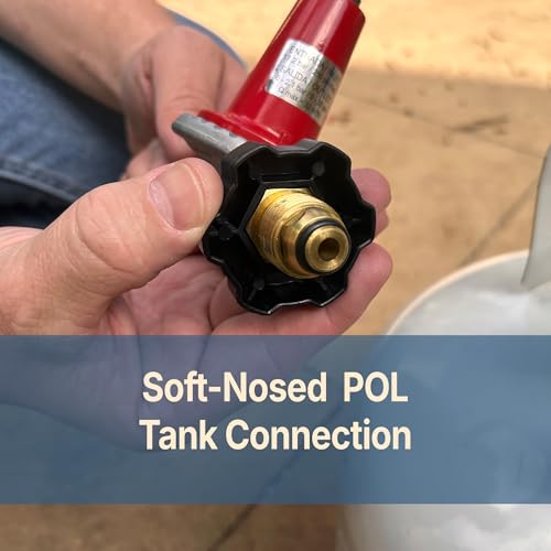5HPR-40 Bayou Classic 0-40-psi Adjustable Regulator w/ 48-in Thermoplastic Hose Features Soft Nosed POL 3/8-in Flare Swivel Fitting Designed Single & Double Jet Cookers