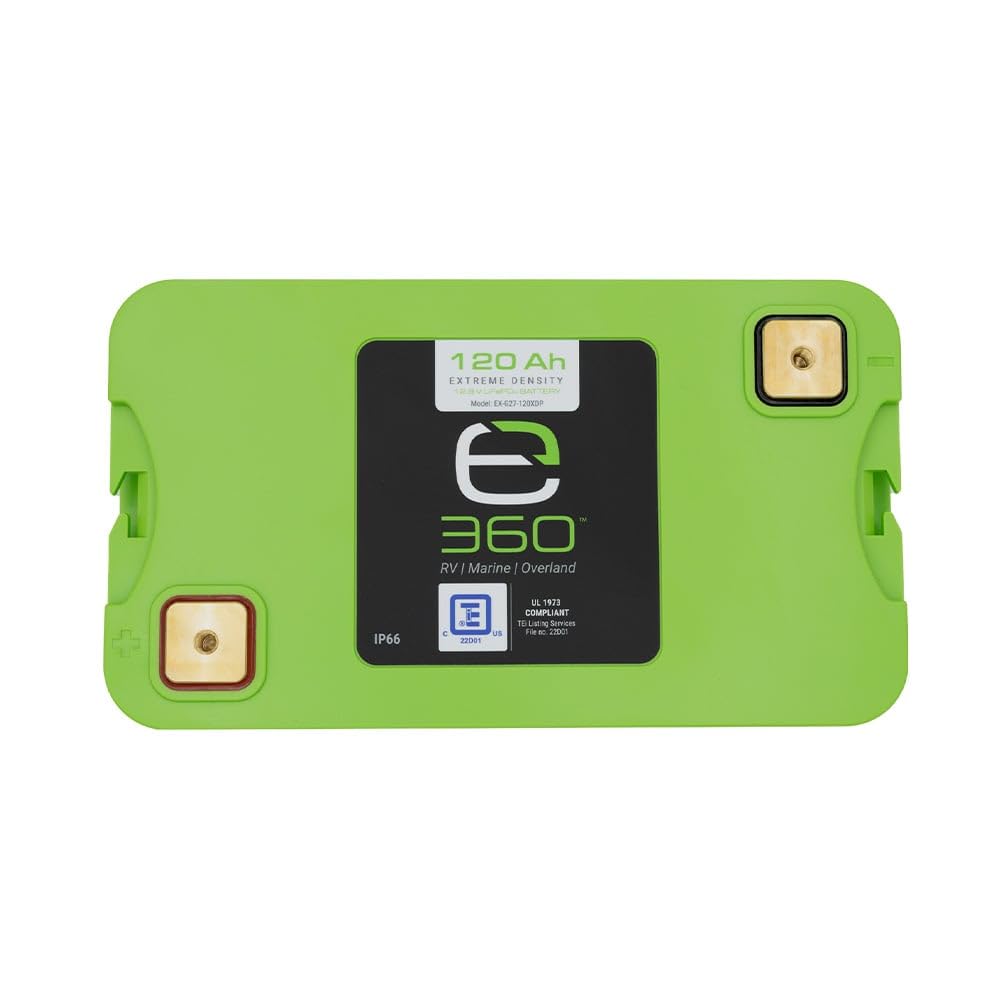 e360 Extreme Density LiFePO4 Lithium Deep Cycle Battery - 120Ah 12.8V Group 27 by EXPION360 - Perfect for RV/Camper, Marine, Overland/Van, Solar and Off-Grid Applications