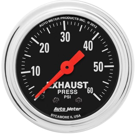 AutoMeter - Exhaust Press Gauge, 2 1/16", 60PSI, Mecha
