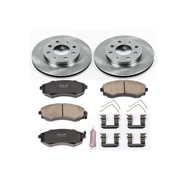 POWERSTOP Autospecialty KOE1087 Front Replacement Brake Kit-OE Brake Rotors & Ceramic Brake Pads For Hyundai Elantra, Hyundai Elantra, Hyundai Sonata, Hyundai Tiburon [Model Specific]