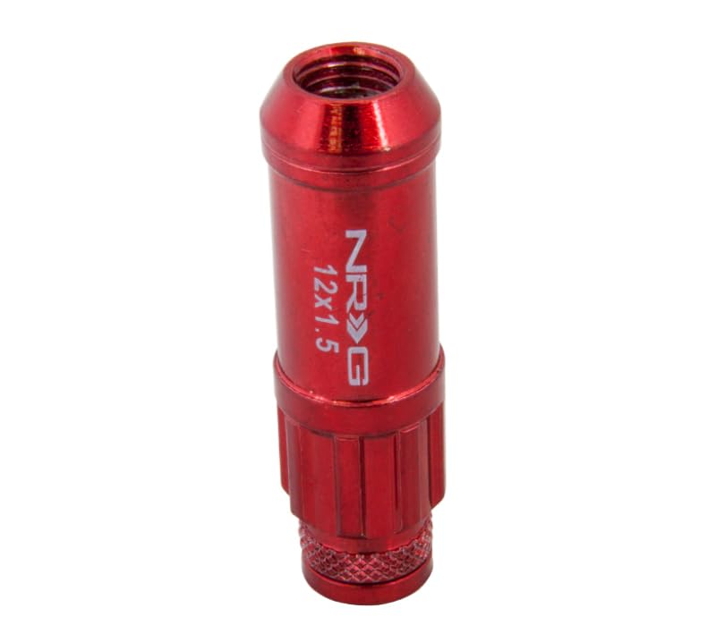 700 Series NRG M12 X 1.5 Steel Lug Nut w/Dust Cap Cover Set 21 Pc w/Locks & Lock Socket - Red