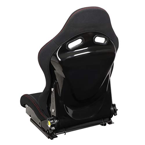 NRG Innovations Universal Recline NRG-RSC-400BK Bucket Seat, Adjustable Reclining Back Racing Seat, Black Cloth FRP Frame w/Bottom Mount, Medium Size