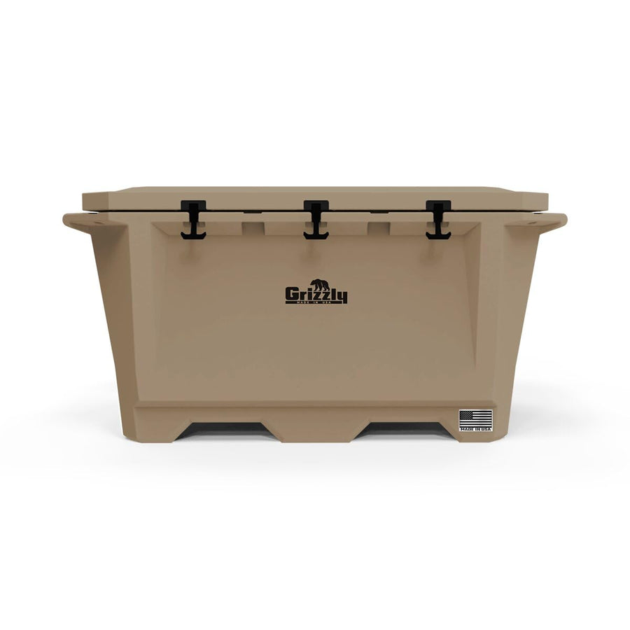 450 Cooler Grizzly | 450 qt Ice Chest Durable Rotomolded Insulated | Made in USA | Warranty for Life | for Cold Plunge Ice Bath Camping Fishing Hunting | G450 | Tan