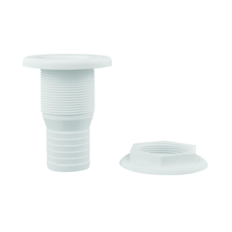 attwood 1.5" Polypropylene Straight Thru-Hull Connector for Boating Plumbing Fittings, 3875-3 White Finish