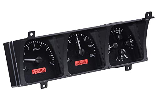 Dakota Digital VHX System-Black Alloy Style Face w/Red Display Compatible with 1986-91 Jeep Wagoneer/J-Trucks