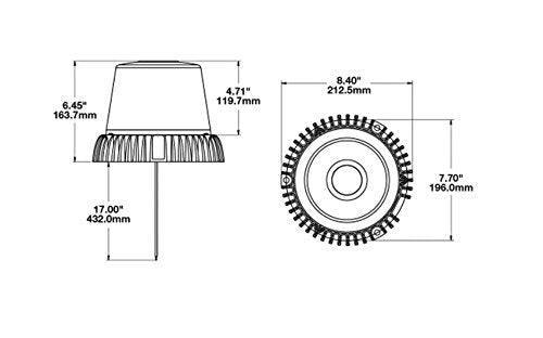 Amber LED Strobe Light,8",Round,12/24V