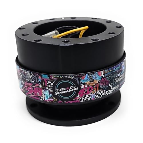 NRG Innovations Quick Release - Black Ring/Black Body with Shreddy Collab Version 3 Compatible With 6-Bolt 70mm Bolt Spacing, Gen 2.0 Quick Release Kit, NRG-SRK-200BK-SDY3