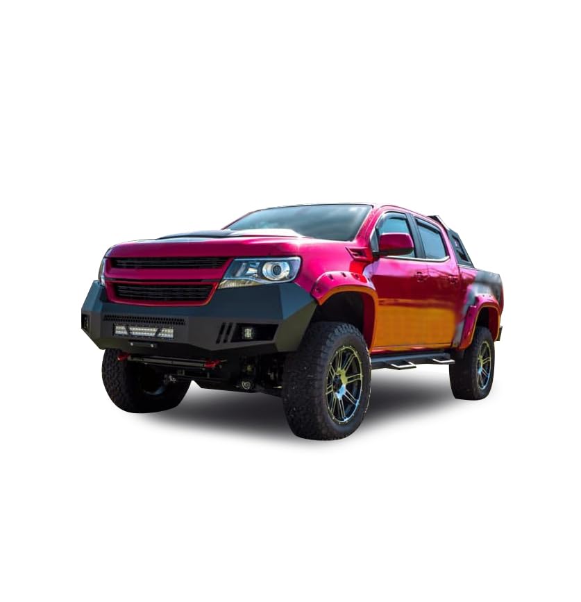 Black Horse Armour Front Heavy Duty Bumper w/ 20in LED Light Bar, 2 sets of 4in cube lights Armour I Front Bumper Matte Black Compatible with 15-20 Chevrolet Colorado (Excludes ZR2 model)-AFB-CO15-KIT