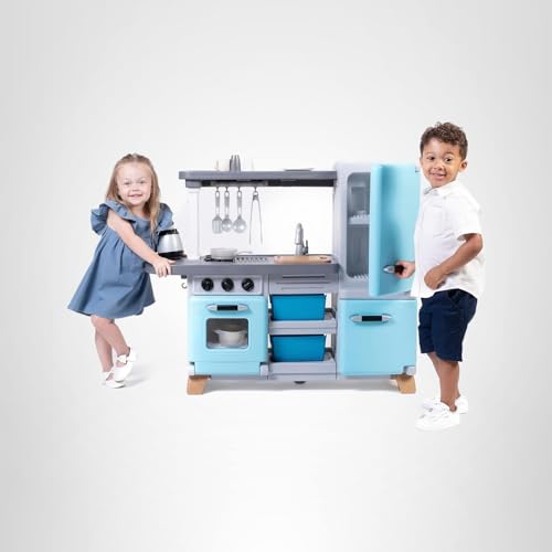 Step2 Kids Kitchen Cooking Time Playset, Indoor/Outdoor Kitchenette, Interactive Play with Lights and Sounds, Made of Durable Plastic, Includes 23 Piece Toy Accessories, for Toddlers 2+ Years Old