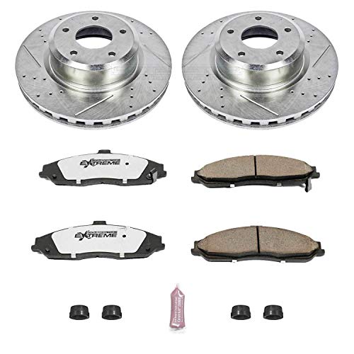 Power Stop K2912-26 Z26 Carbon Fiber Brake Pads with Drilled & Slotted Brake Rotors Kit For Pontiac GTO 2005-2006 [Model Specific]