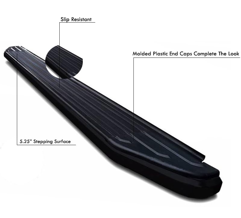 Peerless Black Horse Running Boards Compatible with 2018-2023 Chevrolet Traverse|2018-2024 Buick Enclave-PR-G179BK