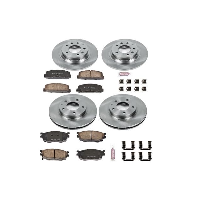 POWERSTOP Autospecialty KOE6243 Front and Rear Replacement Brake Kit-OE Brake Rotors & Ceramic Brake Pads For Mazda Protege 2003 [Model Specific]
