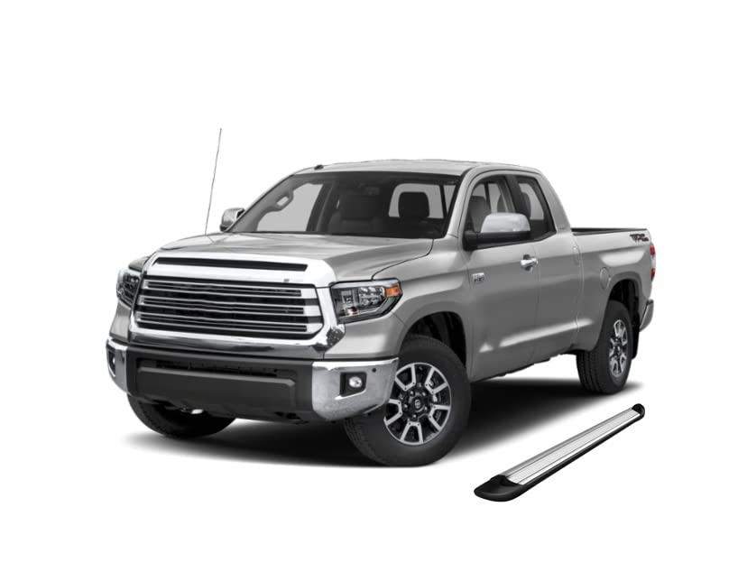 Silver Black Horse Aluminum Transporter Running Boards Compatible with 2007-2021 Toyota Tundra