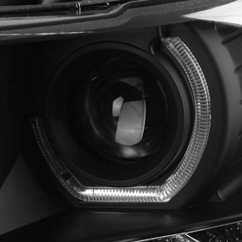 Black Smoke Spec-D Tuning Halo Projector Headlights w/LED Compatible with 2007-2013 Chevy Silverado 1500, 2007-2014 Chevy Silverado 2500HD/3500HD, Left + Right Pair Headlamps Assembly