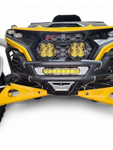 Front Winch Bumper for Can-Am Maverick R – Amp Series, Hammer Black, Satin Panels, CNC Aluminum Inserts – Direct Bolt-On, Winch Ready, Off-Road UTV Protection