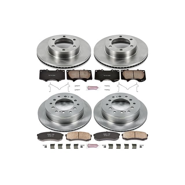 POWERSTOP Autospecialty KOE2325 Front and Rear Replacement Brake Kit-OE Brake Rotors & Ceramic Brake Pads For 2001 2002 2003 2004 2005 2006 2007 Toyota Sequoia 6 Lug 13WL