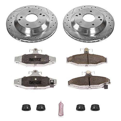 Power Stop K1523-26 Z26 Carbon Fiber Brake Pads Rear with Drilled & Slotted Brake Rotors Kit For Chevrolet Corvette 1988-1996 [Model Specific]