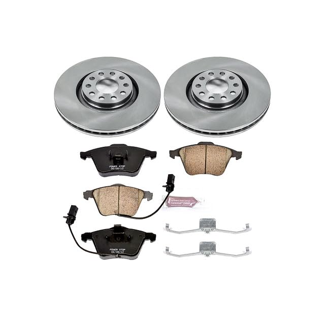 POWERSTOP Autospecialty KOE2990 Front Replacement Brake Kit-OE Brake Rotors & Ceramic Brake Pads For Audi A4 2005-2009, Audi A4 Quattro 2005-2009 [Model Specific]