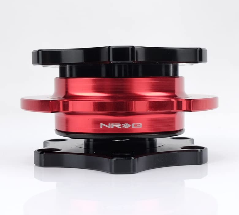 NRG Innovations Steering Wheel NRG-SRK-R200BK-RD Quick Release Adapter Black Shinny Body/Red Shinny Ring SFI SPEC 42.1, 6x70mm Bolt Pattern