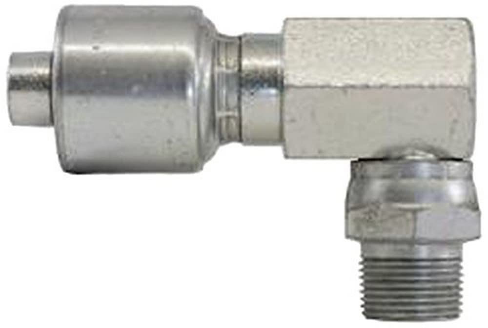 MegaCrimp Couplings Gates 12G-12MPX90L, Male Pipe Swivel, 90 Long Block, NPTF Without 30 Cone Seat, Zinc Plated Carbon Steel, 3.93", 3/4" ID