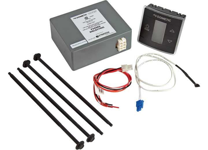 Dometic Black LCD Thermostat KIT | Single Zone 12V DC Wall Thermostat for Cool/Furnace Control with LCD Display - Black, 230 Volts, 2.5 Pounds